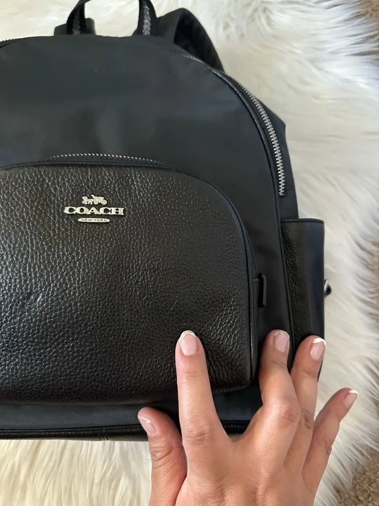 Coach Black Nylon and Leather Front-Pocket Backpack - Picture 10 of 13